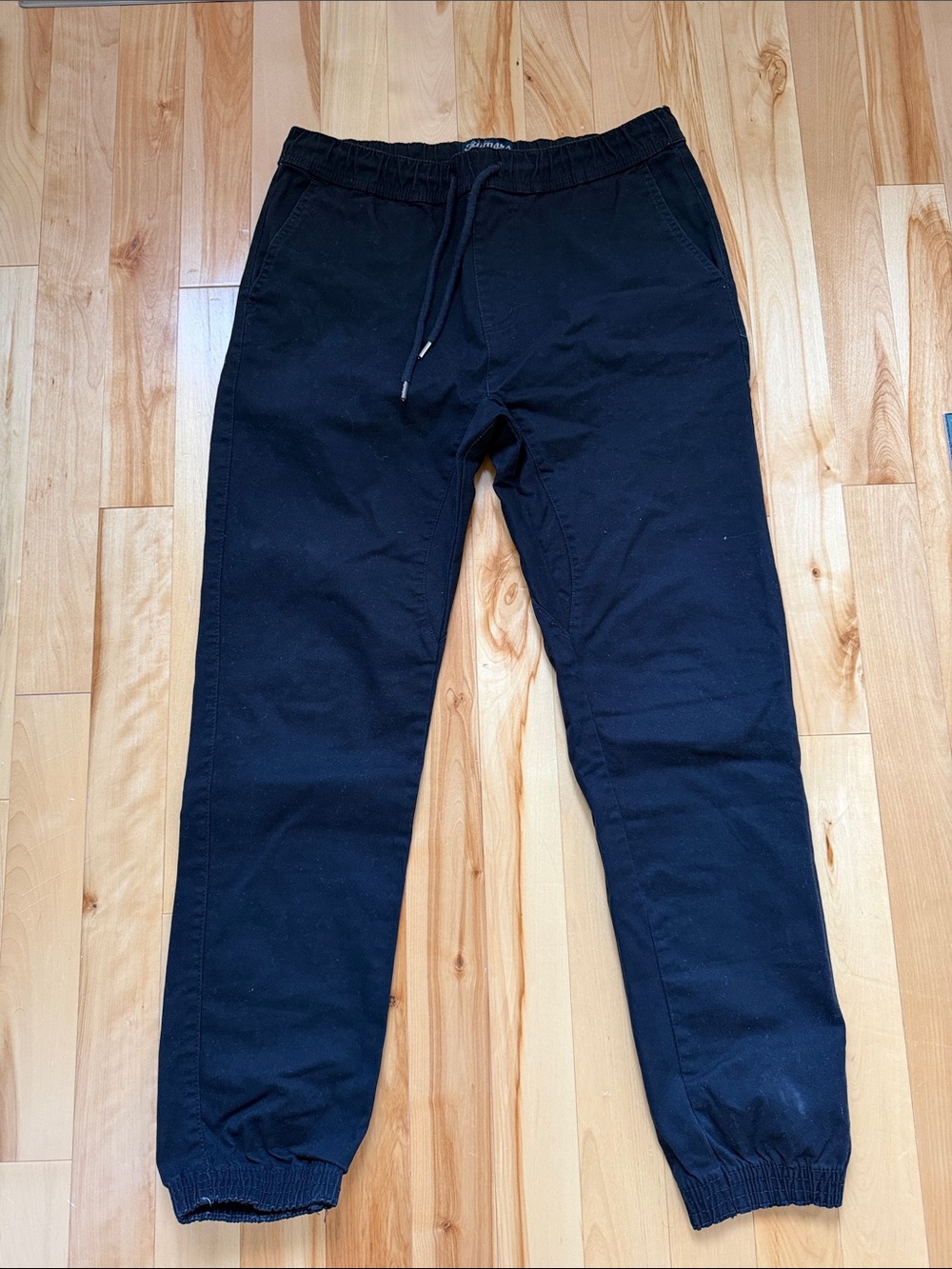Men's Black Elastic-Waist Jogger Pants